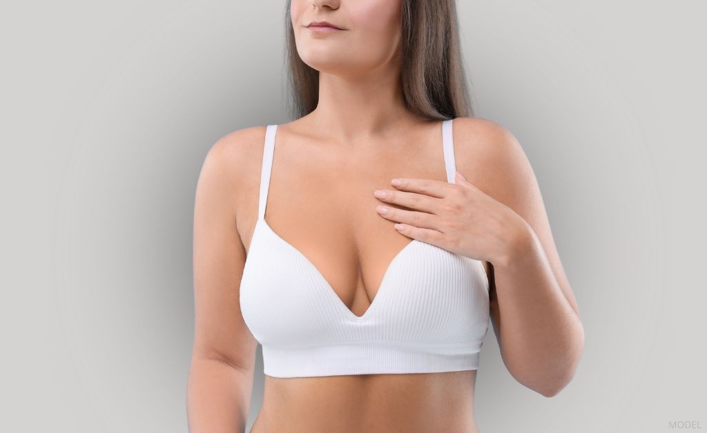 Woman wearing white bra (model)